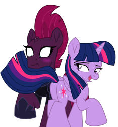 Size: 9334x9964 | Tagged: safe, artist:ejlightning007arts, character:tempest shadow, character:twilight sparkle, character:twilight sparkle (alicorn), species:alicorn, species:pony, ship:tempestlight, my little pony: the movie (2017), absurd resolution, armor, blushing, broken horn, butt, eye scar, female, funny, horn, lesbian, plot, scar, shipping, simple background, stupid sexy twilight, tail seduce, transparent background, twibutt, vector