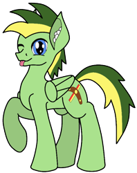 Size: 588x742 | Tagged: safe, artist:didgereethebrony, artist:zeka10000, oc, oc:didgeree, species:pegasus, species:pony, cute, cutie mark, ear fluff, looking at you, mlem, one eye closed, silly, solo, tongue out, wink
