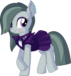 Size: 6397x6893 | Tagged: safe, artist:cyanlightning, character:marble pie, species:earth pony, species:pony, .svg available, absurd resolution, blushing, clothing, cute, ear fluff, ear piercing, earring, female, jewelry, mare, piercing, punk, simple background, smiling, solo, transparent background, vector