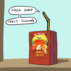 Size: 800x800 | Tagged: safe, artist:askthejuicebox, artist:docwario, character:applejack, character:big mcintosh, character:granny smith, oc, oc:juice box, species:pony, apple juice, juice, juice box