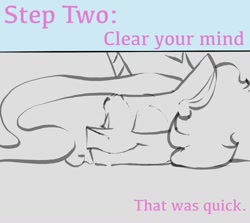 Size: 1199x1068 | Tagged: safe, artist:greyscaleart, character:princess celestia, species:alicorn, species:pony, eyes closed, female, horn, lying down, sketch, smiling, solo, text