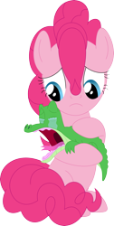 Size: 1801x3562 | Tagged: safe, artist:porygon2z, character:gummy, character:pinkie pie, species:earth pony, species:pony, alligator, crying, cute, gummybetes, reptile, sad, simple background, transparent background