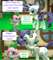 Size: 1920x2160 | Tagged: safe, artist:red4567, character:rarity, character:spike, episode:dragon dropped, g4, my little pony: friendship is magic, 3d, comic, implied gabby, just friends, source filmmaker, spike is not amused, unamused