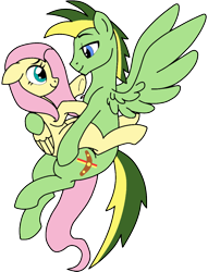 Size: 782x1022 | Tagged: safe, artist:didgereethebrony, base used, character:fluttershy, oc, oc:didgeree, species:pegasus, species:pony, cutie mark, flutterdidge, flying, shipping, simple background, transparent background