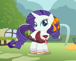 Size: 538x431 | Tagged: safe, artist:user15432, character:rarity, species:pony, species:unicorn, bow, bow tie, clothing, dressup, dressup game, hair bow, school uniform, schoolgirl, shoes, socks, starsue, uniform