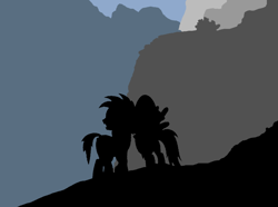 Size: 1008x749 | Tagged: safe, artist:didgereethebrony, character:daring do, oc, oc:didgeree, species:pegasus, species:pony, cliff, colored, didgeree collection, flat colors, kanangra boyd national park, kanangra walls, mlp in australia, silhouette, valley