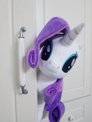 Size: 720x960 | Tagged: safe, artist:nekokevin, character:rarity, species:pony, species:unicorn, female, irl, looking at you, mare, photo, plushie, smiling, solo