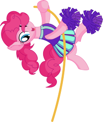 Size: 6318x7539 | Tagged: safe, artist:cyanlightning, character:pinkie pie, species:earth pony, species:pony, .svg available, absurd resolution, cheerleader, clothing, cute, diapinkes, ear fluff, female, mare, pleated skirt, pole, pom pom, simple background, skirt, smiling, solo, transparent background, vector