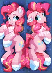 Size: 715x1000 | Tagged: safe, artist:hioshiru, character:pinkie pie, species:earth pony, species:pony, blep, body pillow, body pillow design, cheek fluff, chest fluff, cute, diapinkes, dock, ear fluff, female, fluffy, leg fluff, mare, obtrusive watermark, redesign, solo, tongue out, unshorn fetlocks, watermark