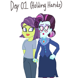 Size: 1500x1620 | Tagged: safe, artist:ktd1993, character:principal abacus cinch, character:victoria, my little pony:equestria girls, 30 day otp challenge, cinchtoria, female, holding hands, lesbian, victoria