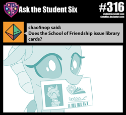 Size: 800x734 | Tagged: safe, artist:sintakhra, character:ocellus, species:changeling, species:reformed changeling, tumblr:studentsix, barcode, book, card, cute, diaocelles, female, happy, hug, library card, mouth hold, ocellus sure does love books, solo, that changeling sure does love books