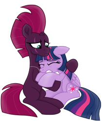 Size: 9450x11242 | Tagged: safe, artist:ejlightning007arts, character:tempest shadow, character:twilight sparkle, character:twilight sparkle (alicorn), species:alicorn, species:pony, species:unicorn, ship:tempestlight, broken horn, crying, female, horn, lesbian, shipping