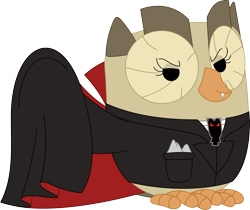 Size: 3526x2963 | Tagged: safe, artist:porygon2z, character:owlowiscious, species:bird, species:owl, cape, clothing, vampire