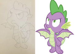 Size: 658x465 | Tagged: safe, artist:red4567, artist:undeadponysoldier, character:spike, species:dragon, episode:molt down, g4, my little pony: friendship is magic, angry, comparison, fist, male, traditional art, vector