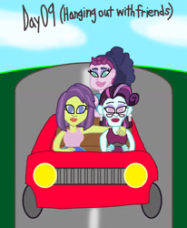 Size: 1500x1817 | Tagged: safe, artist:ktd1993, character:principal abacus cinch, character:victoria, my little pony:equestria girls, 30 day otp challenge, car, cinchtoria, coral pink, drive, female, lesbian, victoria