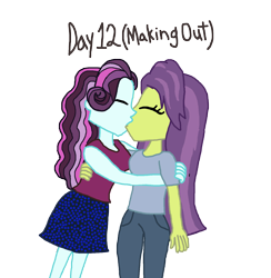 Size: 1500x1536 | Tagged: safe, artist:ktd1993, character:principal abacus cinch, character:victoria, my little pony:equestria girls, 30 day otp challenge, cinchtoria, female, kissing, lesbian, making out, victoria