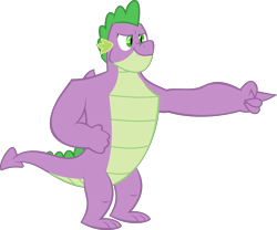 Size: 3527x2933 | Tagged: safe, artist:red4567, character:spike, species:dragon, episode:the last problem, g4, my little pony: friendship is magic, adult, adult spike, gigachad spike, older, older spike, pointing, simple background, transparent background, vector, winged spike