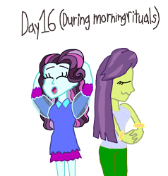 Size: 1500x1576 | Tagged: safe, artist:ktd1993, character:principal abacus cinch, character:victoria, inktober, my little pony:equestria girls, cinchtoria, clothing, female, inktober 2019, lesbian, nightgown, pajamas, simple background, stretching, transparent background, victoria
