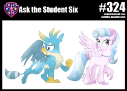 Size: 800x575 | Tagged: safe, artist:sintakhra, character:gallus, character:silverstream, species:classical hippogriff, species:griffon, species:hippogriff, tumblr:studentsix, crystallized, cute, diastreamies, duo, female, gallabetes, male, story in the source, story included