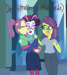 Size: 1500x1671 | Tagged: safe, artist:ktd1993, character:principal abacus cinch, character:victoria, my little pony:equestria girls, 30 day otp challenge, cinchtoria, female, kiss on the cheek, kissing, lesbian, lily pad (equestria girls), making up, thumbs up, victoria