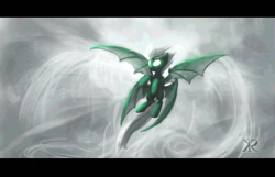 Size: 1280x825 | Tagged: safe, artist:grissaecrim, species:pony, bat wings, elemental, four wings, multiple wings, wind, wings