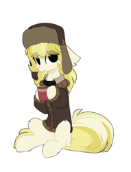 Size: 936x1224 | Tagged: safe, artist:little-sketches, character:march gustysnows, species:earth pony, species:pony, clothing, coat, female, hat, mare, simple background, ushanka, white background