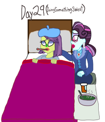 Size: 1500x1736 | Tagged: safe, artist:ktd1993, character:principal abacus cinch, character:victoria, my little pony:equestria girls, bed, cinchtoria, female, in bed, lesbian, sick, victoria