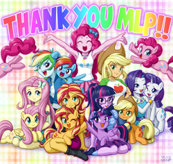Size: 4699x4430 | Tagged: safe, artist:uotapo, character:applejack, character:fluttershy, character:pinkie pie, character:rainbow dash, character:rarity, character:sunset shimmer, character:twilight sparkle, character:twilight sparkle (alicorn), character:twilight sparkle (scitwi), species:alicorn, species:earth pony, species:eqg human, species:pegasus, species:pony, species:unicorn, g4, my little pony: equestria girls, my little pony:equestria girls, applejack's hat, armpits, clothing, cowboy hat, cute, dashabetes, diapinkes, end of ponies, female, freckles, geode of shielding, geode of sugar bombs, geode of super speed, happy, hat, human ponidox, humane five, humane seven, humane six, jackabetes, looking at each other, looking at you, magical geodes, mare, one eye closed, open mouth, ponidox, raribetes, self ponidox, shimmerbetes, shyabetes, sitting, smiling, spread wings, thank you, twiabetes, twolight, uotapo is trying to murder us, wings