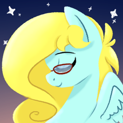 Size: 550x550 | Tagged: safe, artist:binkyt11, oc, oc only, oc:saving grace, species:pegasus, species:pony, calm, female, glasses, icon, looking up, mare, raised hoof, solo, stars, sunset
