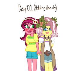 Size: 1800x1710 | Tagged: safe, artist:ktd1993, character:gloriosa daisy, character:vignette valencia, my little pony:equestria girls, 30 day otp challenge, crack shipping, female, gloriette, holding hands, lesbian, shipping, vignette valencia
