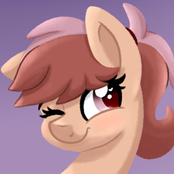 Size: 550x550 | Tagged: safe, artist:binkyt11, oc, oc only, oc:chestnut, species:earth pony, species:pony, commission, cute, female, head only, mare, solo