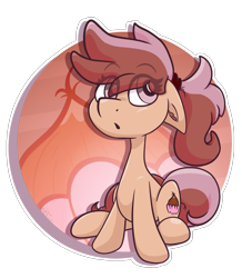 Size: 1565x1791 | Tagged: safe, artist:binkyt11, oc, oc only, oc:chestnut, species:earth pony, species:pony, chibi, curious, cute, cutie mark, eye clipping through hair, full body, simple background, transparent background