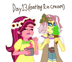 Size: 962x830 | Tagged: safe, artist:ktd1993, character:gloriosa daisy, character:vignette valencia, my little pony:equestria girls, 30 day otp challenge, female, food, gloriette, ice cream, lesbian, shipping, vignette valencia