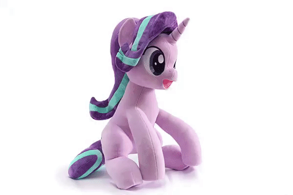 Size: 600x400 | Tagged: safe, artist:nekokevin, character:starlight glimmer, species:pony, species:unicorn, series:nekokevin's glimmy, :d, animated, both cutie marks, female, gif, irl, mare, open mouth, photo, plushie, rotating, sitting, smiling, solo
