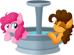 Size: 1024x754 | Tagged: safe, artist:cyanlightning, character:cheese sandwich, character:pinkie pie, species:earth pony, species:pony, ship:cheesepie, .svg available, absurd resolution, date, ear fluff, female, fountain, male, mare, missing accessory, shipping, simple background, smiling, stallion, straight, transparent background, vector