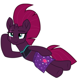 Size: 4463x4493 | Tagged: safe, artist:ejlightning007arts, character:fizzlepop berrytwist, character:tempest shadow, species:pony, species:unicorn, bikini, broken horn, clothing, cute, eye scar, horn, implied lesbian, implied tempestlight, lying down, scar, simple background, stupid sexy tempest shadow, swimsuit, tempestbetes, transparent background, vector