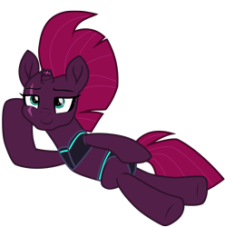 Size: 4463x4493 | Tagged: safe, alternate version, artist:ejlightning007arts, character:fizzlepop berrytwist, character:tempest shadow, species:pony, species:unicorn, bikini, blank flank, broken horn, clothing, cute, eye scar, horn, lying down, scar, simple background, stupid sexy tempest shadow, swimsuit, tempestbetes, transparent background, vector