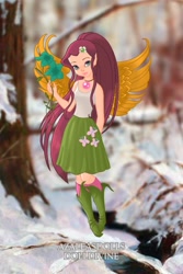 Size: 400x600 | Tagged: safe, artist:azaleasdolls, artist:user15432, character:fluttershy, species:human, my little pony:equestria girls, barely eqg related, clothing, crossover, disney, disney style, element of kindness, fairy, fairy wings, fairyized, flower, hairpin, jewelry, necklace, pixie scene maker, shoes, wings
