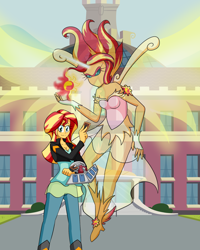 Size: 1600x2000 | Tagged: safe, artist:jake heritagu, character:daydream shimmer, character:sunset shimmer, equestria girls:friendship games, g4, my little pony: equestria girls, my little pony:equestria girls, canterlot high, cover art, daydream shimmer, duel disk, fanfic, yu-gi-oh!