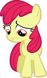 Size: 6742x11138 | Tagged: safe, artist:cyanlightning, edit, editor:slayerbvc, character:apple bloom, species:earth pony, species:pony, episode:the fault in our cutie marks, g4, my little pony: friendship is magic, .svg available, absurd resolution, accessory-less edit, female, filly, looking down, missing accessory, sad, simple background, solo, transparent background, vector, vector edit