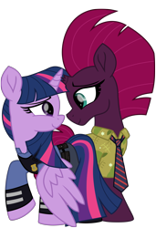Size: 5992x8777 | Tagged: safe, artist:ejlightning007arts, character:fizzlepop berrytwist, character:tempest shadow, character:twilight sparkle, character:twilight sparkle (alicorn), species:alicorn, species:pony, species:unicorn, ship:tempestlight, absurd resolution, broken horn, clothing, cosplay, costume, crossover, disney, female, horn, judy hopps, lesbian, nick wilde, shipping, simple background, smiling, transparent background, zootopia