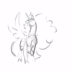 Size: 2048x2048 | Tagged: safe, artist:greyscaleart, character:princess celestia, species:alicorn, species:pony, female, grayscale, majestic as fuck, mare, monochrome, simple background, sketch, solo, white background