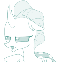 Size: 496x534 | Tagged: safe, artist:sintakhra, character:ocellus, species:changeling, species:reformed changeling, angry, monitor, ocellus is not amused, pointing, unamused
