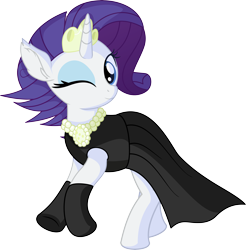Size: 6525x6621 | Tagged: safe, artist:cyanlightning, character:rarity, species:pony, species:unicorn, episode:the gift of the maud pie, g4, my little pony: friendship is magic, .svg available, absurd resolution, alternate hairstyle, audrey hepburn, black dress, breakfast at tiffany's, clothing, cute, dress, elegant, evening gloves, female, gloves, gown, holly golightly, jewelry, jewels, little black dress, long gloves, mare, necklace, pearl necklace, raribetes, simple background, smiling, solo, svg, tiara, transparent background, vector