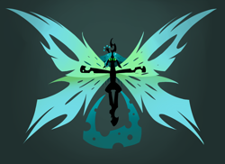Size: 1600x1162 | Tagged: safe, artist:underpable, character:queen chrysalis, species:changeling, changeling queen, female, gradient background, impossibly large wings, looking at you, solo