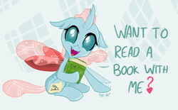Size: 1738x1080 | Tagged: safe, artist:sintakhra, character:ocellus, species:changeling, species:reformed changeling, tumblr:studentsix, abstract background, book, bookbug, bronybait, cute, cute little fangs, diaocelles, fake cutie mark, fangs, female, happy, heart, looking at you, ocellus being ocellus, open mouth, patting, post-it, question, sintakhra is trying to murder us, solo