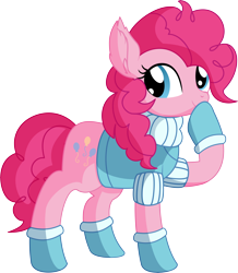 Size: 6090x6976 | Tagged: safe, artist:cyanlightning, character:pinkie pie, species:earth pony, species:pony, .svg available, absurd resolution, clothing, cute, diapinkes, dress, female, gloves, looking at you, mare, simple background, smiling, solo, svg, transparent background, vector, winter outfit
