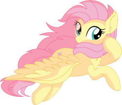 Size: 7125x6141 | Tagged: safe, artist:cyanlightning, character:fluttershy, species:pegasus, species:pony, .svg available, absurd resolution, chest fluff, cute, female, flying, looking at you, mare, shyabetes, simple background, smiling, solo, spread wings, svg, transparent background, vector, wings