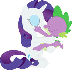 Size: 3521x3375 | Tagged: safe, artist:porygon2z, character:rarity, character:spike, species:dragon, species:pony, species:unicorn, ship:sparity, female, interspecies, kissing, male, shipping, simple background, straight, transparent background