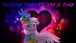 Size: 3840x2160 | Tagged: safe, artist:ejlightning007arts, character:gallus, character:silverstream, species:griffon, species:hippogriff, ship:gallstream, episode:hearts and hooves day, g4, my little pony: friendship is magic, cute, diastreamies, female, gallabetes, heart, holiday, hug, looking at each other, male, shipping, smiling, straight, valentine's day
